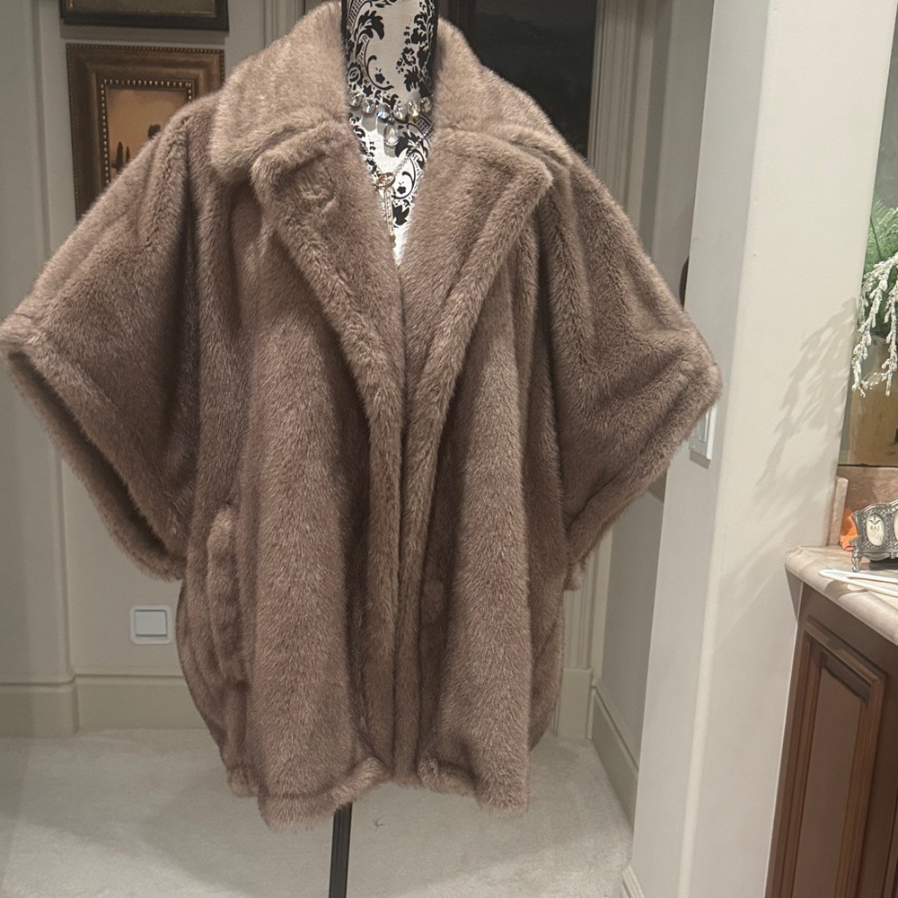 Rebecca Minkoff Tan Faux Fur Cape